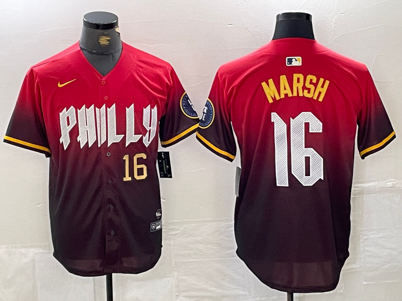 Men's Philadelphia Phillies #16 Brandon Marsh Red 2024 City Connect Limited Stitched Jersey 1 Men's Philadelphia Phillies #16 Brandon Marsh Red 2024 City Connect Limited Stitched Jersey 1