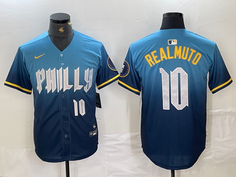 Men's Philadelphia Phillies #10 J.T. Realmuto Blue 2024 City Connect Limited Stitched Jersey 8 Men's Philadelphia Phillies #10 J.T. Realmuto Blue 2024 City Connect Limited Stitched Jersey 8