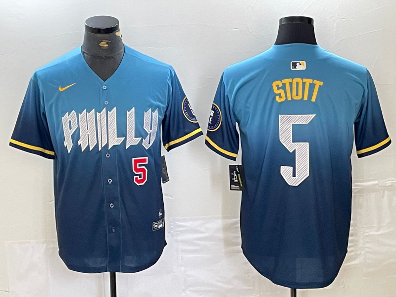 Men's Philadelphia Phillies #5 Bryson Stott Blue 2024 City Connect Limited Stitched Jersey 20 Men's Philadelphia Phillies #5 Bryson Stott Blue 2024 City Connect Limited Stitched Jersey 20