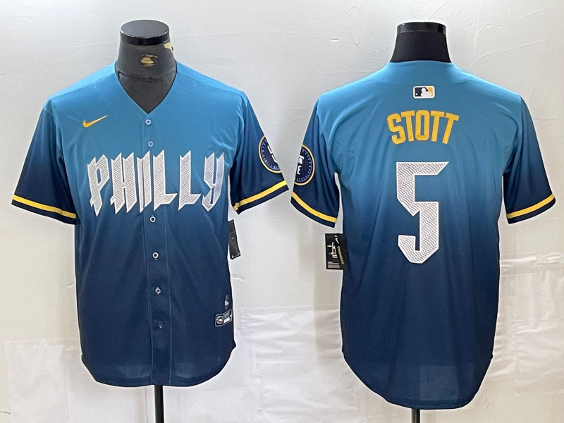 Men's Philadelphia Phillies #5 Bryson Stott Blue 2024 City Connect Limited Stitched Jersey 1 Men's Philadelphia Phillies #5 Bryson Stott Blue 2024 City Connect Limited Stitched Jersey 1