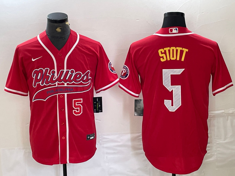 Men's Philadelphia Phillies #5 Bryson Stott Red 2024 City Connect Stitched Jersey 4 Men's Philadelphia Phillies #5 Bryson Stott Red 2024 City Connect Stitched Jersey 4