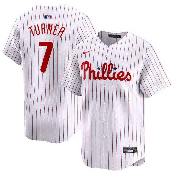 Men's Philadelphia Phillies #7 Trea Turner White Home Limited Stitched Jersey Men's Philadelphia Phillies #7 Trea Turner White Home Limited Stitched Jersey