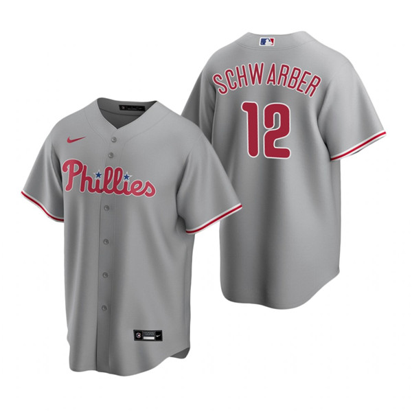 Men's Philadelphia Phillies #12 Kyle Schwarber Grey Cool Base Stitched Jersey Men's Philadelphia Phillies #12 Kyle Schwarber Grey Cool Base Stitched Jersey