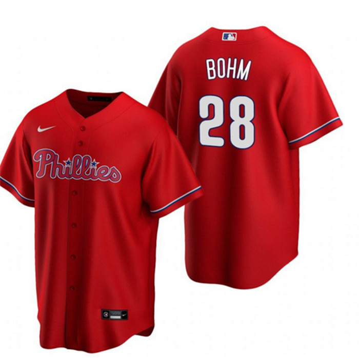 Philadelphia Phillies #28 Alec Bohm Red Alternate stitch Jersey Philadelphia Phillies #28 Alec Bohm Red Alternate stitch Jersey