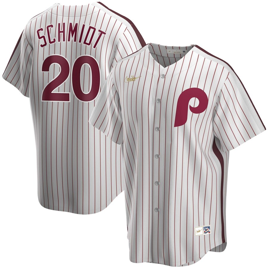 Philadelphia Phillies #20 Mike Schmidt Nike Home Cooperstown Collection Player MLB Jersey White Philadelphia Phillies #20 Mike Schmidt Nike Home Cooperstown Collection Player MLB Jersey White