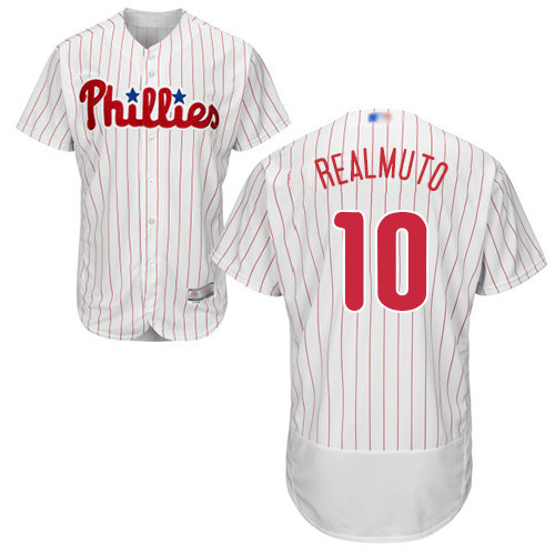 Phillies #10 J. T. Realmuto White(Red Strip) Flexbase Authentic Collection Stitched Baseball Jersey Phillies #10 J. T. Realmuto White(Red Strip) Flexbase Authentic Collection Stitched Baseball Jersey