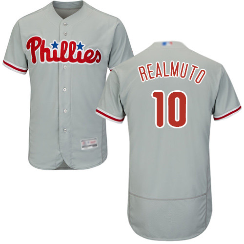 Phillies #10 J. T. Realmuto Grey Flexbase Authentic Collection Stitched Baseball Jersey Phillies #10 J. T. Realmuto Grey Flexbase Authentic Collection Stitched Baseball Jersey