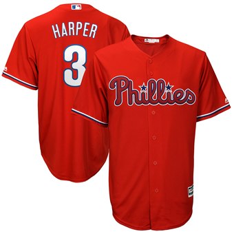 Men's Philadelphia Phillies #3 Bryce Harper Majestic Scarlet Cool Base Jersey Men's Philadelphia Phillies #3 Bryce Harper Majestic Scarlet Cool Base Jersey