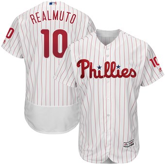 Men's Philadelphia Phillies #10 JT Realmuto White Home Flex Base Jersey Men's Philadelphia Phillies #10 JT Realmuto White Home Flex Base Jersey