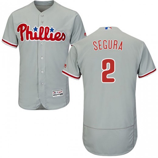 Men's Philadelphia Phillies #2 Jean Segura Gray Flex Base Jersey Men's Philadelphia Phillies #2 Jean Segura Gray Flex Base Jersey