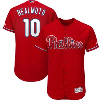 Men's Philadelphia Phillies #10 JT Realmuto Red Flex Base Jersey Men's Philadelphia Phillies #10 JT Realmuto Red Flex Base Jersey