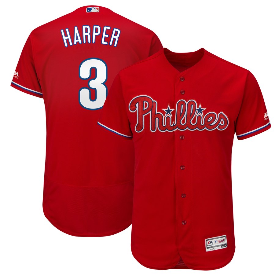 Men's Philadelphia Phillies #3 Bryce Harper Red Flexbase Jersey Men's Philadelphia Phillies #3 Bryce Harper Red Flexbase Jersey