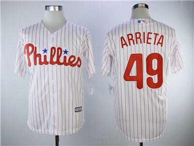 Phillies #49 Jake Arrieta White(Red Strip) Cool base Authentic Collection Stitched MLB Jersey Phillies #49 Jake Arrieta White(Red Strip) Cool base Authentic Collection Stitched MLB Jersey