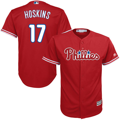 Phillies #17 Rhys Hoskins Red New Cool Base Stitched MLB Jersey Phillies #17 Rhys Hoskins Red New Cool Base Stitched MLB Jersey
