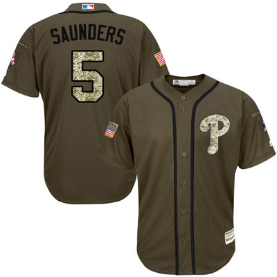 Phillies #5 Michael Saunders Green Salute to Service Stitched MLB Jersey Phillies #5 Michael Saunders Green Salute to Service Stitched MLB Jersey