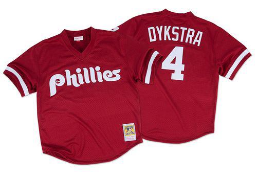 Mitchell And Ness 1991 Phillies #4 Lenny Dykstra Red Throwback Stitched MLB Jersey Mitchell And Ness 1991 Phillies #4 Lenny Dykstra Red Throwback Stitched MLB Jersey
