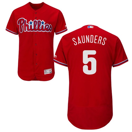 Phillies #5 Michael Saunders Red Flexbase Authentic Collection Stitched MLB Jersey Phillies #5 Michael Saunders Red Flexbase Authentic Collection Stitched MLB Jersey