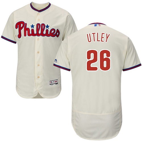 Phillies #26 Chase Utley Cream Flexbase Authentic Collection Stitched MLB Jersey Phillies #26 Chase Utley Cream Flexbase Authentic Collection Stitched MLB Jersey