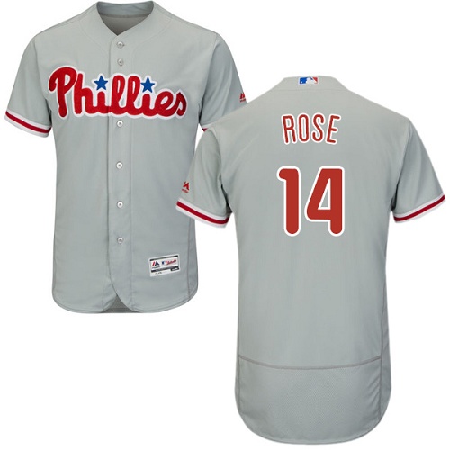 Phillies #14 Pete Rose Grey Flexbase Authentic Collection Stitched MLB Jersey Phillies #14 Pete Rose Grey Flexbase Authentic Collection Stitched MLB Jersey