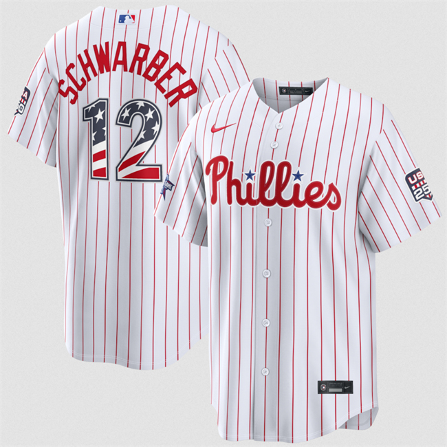 Men's Philadelphia Phillies #12 Kyle Schwarber White 2026 All-Star Edition Stars & Stripes Stadium Pick-A-Player Stitched Baseball Jersey