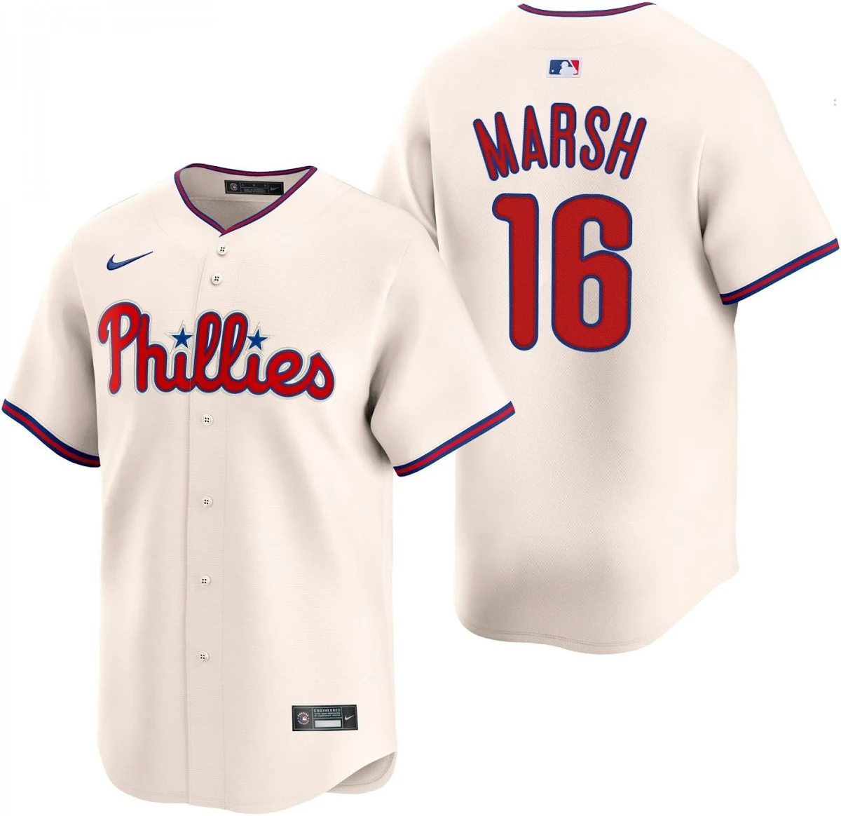 Men's Philadelphia Phillies #16 Brandon Marsh Cream jersey Men's Philadelphia Phillies #16 Brandon Marsh Cream jersey