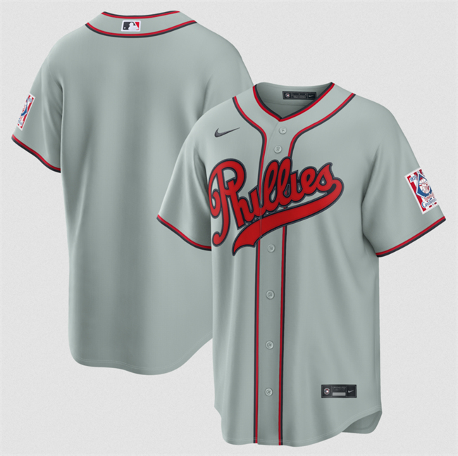 Men's Philadelphia Phillies Blank Gray 2026 Field of Dreams Stadium Stitched Baseball Jersey Men's Philadelphia Phillies Blank Gray 2026 Field of Dreams Stadium Stitched Baseball Jersey