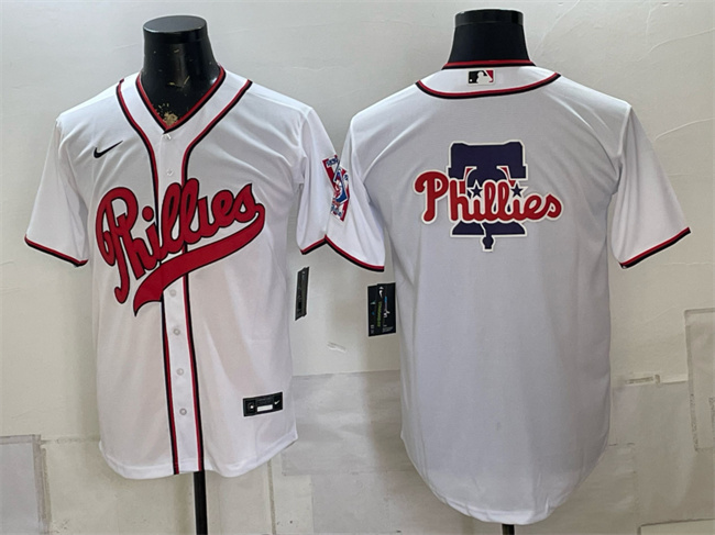 Men's Philadelphia Phillies Team Big Logo White 2026 Field of Dreams Stadium Stitched Baseball Jersey