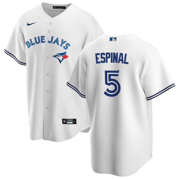 Men's Toronto Blue Jays #5 Santiago Espinal White Cool Base Stitched Jersey Men's Toronto Blue Jays #5 Santiago Espinal White Cool Base Stitched Jersey