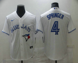 Men's Toronto Blue Jays #4 George Springer White Stitched MLB Cool Base Nike Jersey Men's Toronto Blue Jays #4 George Springer White Stitched MLB Cool Base Nike Jersey