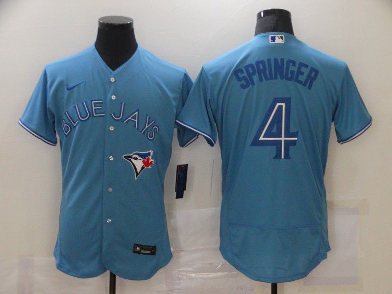 Men's Toronto Blue Jays #4 George Springer Blue Stitched MLB Flex Base Nike Jersey Men's Toronto Blue Jays #4 George Springer Blue Stitched MLB Flex Base Nike Jersey