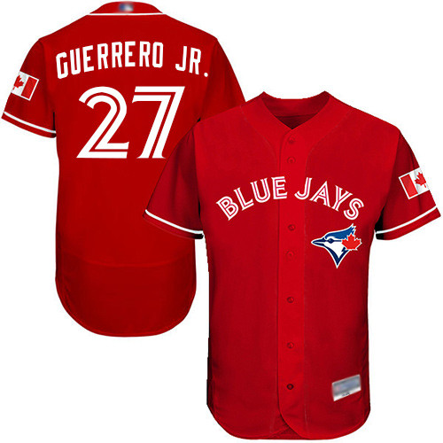 Blue Jays #27 Vladimir Guerrero Jr. Red Flexbase Authentic Collection Canada Day Stitched Baseball Jersey Blue Jays #27 Vladimir Guerrero Jr. Red Flexbase Authentic Collection Canada Day Stitched Baseball Jersey