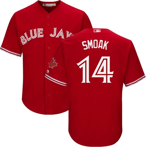 Blue Jays #14 Justin Smoak Red New Cool Base Canada Day Stitched Baseball Jersey Blue Jays #14 Justin Smoak Red New Cool Base Canada Day Stitched Baseball Jersey