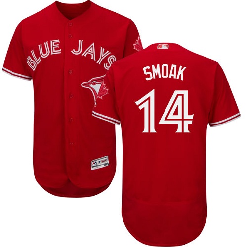 Blue Jays #14 Justin Smoak Red Flexbase Authentic Collection Canada Day Stitched MLB Jersey Blue Jays #14 Justin Smoak Red Flexbase Authentic Collection Canada Day Stitched MLB Jersey