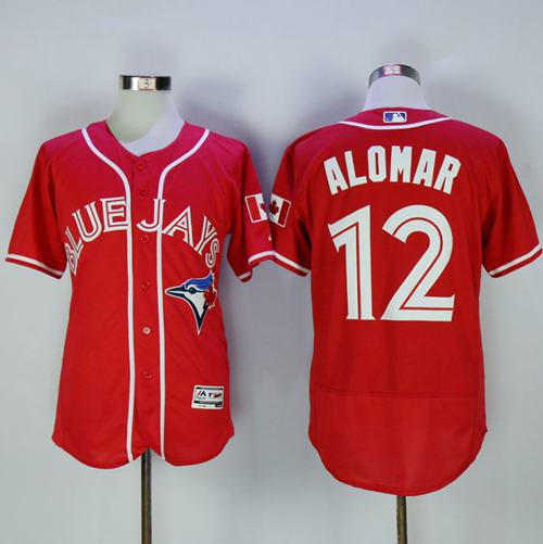 Blue Jays #12 Roberto Alomar Red Flexbase Authentic Collection Canada Day Stitched MLB Jersey Blue Jays #12 Roberto Alomar Red Flexbase Authentic Collection Canada Day Stitched MLB Jersey