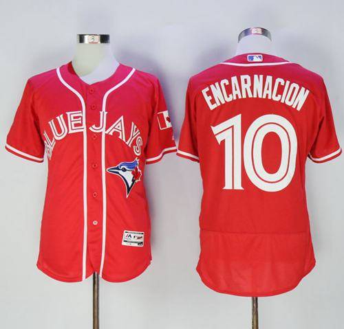 Blue Jays #10 Edwin Encarnacion Red Flexbase Authentic Collection Canada Day Stitched MLB Jersey Blue Jays #10 Edwin Encarnacion Red Flexbase Authentic Collection Canada Day Stitched MLB Jersey
