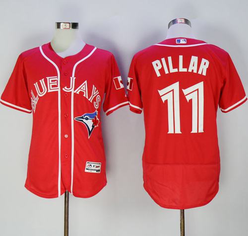 Blue Jays #11 Kevin Pillar Red Flexbase Authentic Collection Canada Day Stitched MLB Jersey Blue Jays #11 Kevin Pillar Red Flexbase Authentic Collection Canada Day Stitched MLB Jersey