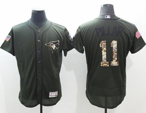 Blue Jays #11 Kevin Pillar Green Flexbase Authentic Collection Salute to Service Stitched MLB Jersey Blue Jays #11 Kevin Pillar Green Flexbase Authentic Collection Salute to Service Stitched MLB Jersey