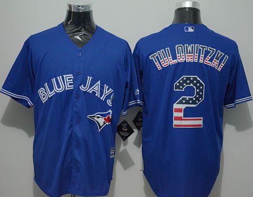 Blue Jays #2 Troy Tulowitzki Blue USA Flag Fashion Stitched MLB Jersey Blue Jays #2 Troy Tulowitzki Blue USA Flag Fashion Stitched MLB Jersey