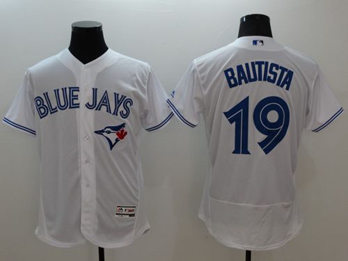 Blue Jays #19 Jose Bautista White Flexbase Authentic Collection Stitched MLB Jersey Blue Jays #19 Jose Bautista White Flexbase Authentic Collection Stitched MLB Jersey