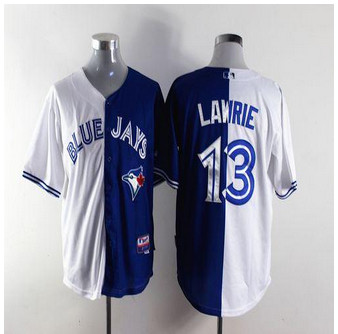 Toronto Blue Jay #13 Brett Lawrie White Blue Split Fashion Stitched Baseball Jersey Toronto Blue Jay #13 Brett Lawrie White Blue Split Fashion Stitched Baseball Jersey