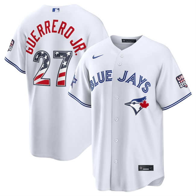 Men's Toronto Blue Jays #27 Vladimir Guerrero Jr. White 2026 All-Star Edition Stars & Stripes Stadium Pick-A-Player Stitched Baseball Jersey Men's Toronto Blue Jays #27 Vladimir Guerrero Jr. White 2026 All-Star Edition Stars & Stripes Stadium Pick-A-Player Stitched Baseball Jersey