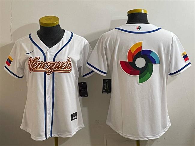 Youth Venezuela Baseball White 2026 World Baseball Classic Big Logo Home Stadium Stitched Baseball Jersey