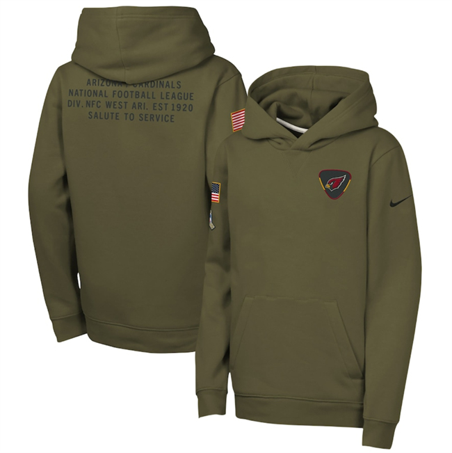 Youth Arizona Cardinals Olive 2025 Salute to Service Club Fleece Hoodie Youth Arizona Cardinals Olive 2025 Salute to Service Club Fleece Hoodie