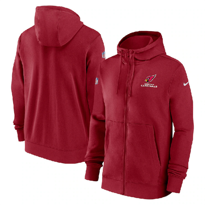 Men's Arizona Cardinals Black Sideline Club Performance Full-Zip Hoodie Men's Arizona Cardinals Black Sideline Club Performance Full-Zip Hoodie