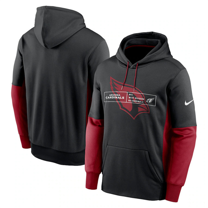 Men's Arizona Cardinals Black Color Block Fleece Performance Pullover Hoodie Men's Arizona Cardinals Black Color Block Fleece Performance Pullover Hoodie