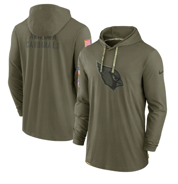 Men's Arizona Cardinals 2022 Olive Salute To Service Tonal Pullover Hoodie Men's Arizona Cardinals 2022 Olive Salute To Service Tonal Pullover Hoodie