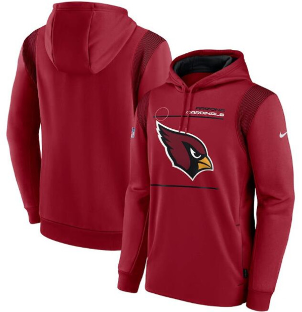 Men's Arizona Cardinals 2021 Red Sideline Logo Performance Pullover Hoodie Men's Arizona Cardinals 2021 Red Sideline Logo Performance Pullover Hoodie