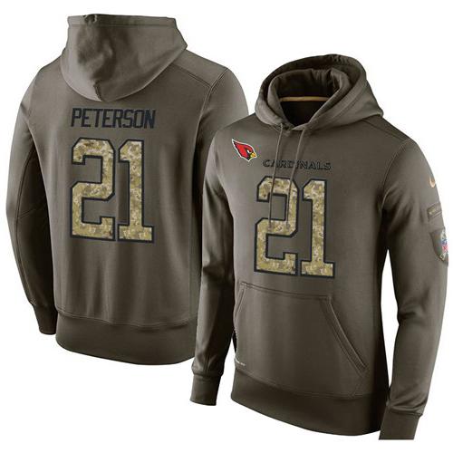 NFL Men's Nike Arizona Cardinals #21 Patrick Peterson Stitched Green Olive Salute To Service KO Performance Hoodie NFL Men's Nike Arizona Cardinals #21 Patrick Peterson Stitched Green Olive Salute To Service KO Performance Hoodie
