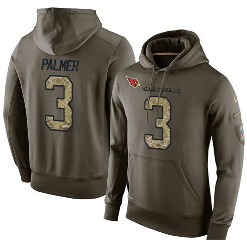 NFL Men's Nike Arizona Cardinals #3 Carson Palmer Stitched Green Olive Salute To Service KO Performance Hoodie NFL Men's Nike Arizona Cardinals #3 Carson Palmer Stitched Green Olive Salute To Service KO Performance Hoodie