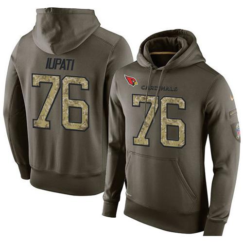 NFL Men's Nike Arizona Cardinals #76 Mike Iupati Stitched Green Olive Salute To Service KO Performance Hoodie NFL Men's Nike Arizona Cardinals #76 Mike Iupati Stitched Green Olive Salute To Service KO Performance Hoodie